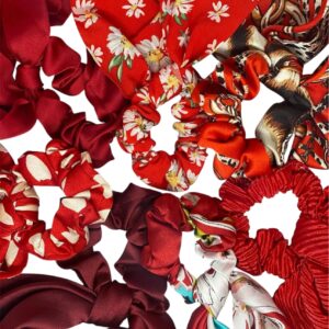 Scarlet and Ivory scrunchies