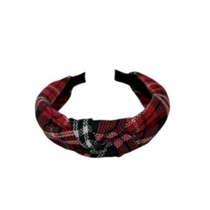Red, black and white plaid winter Headband